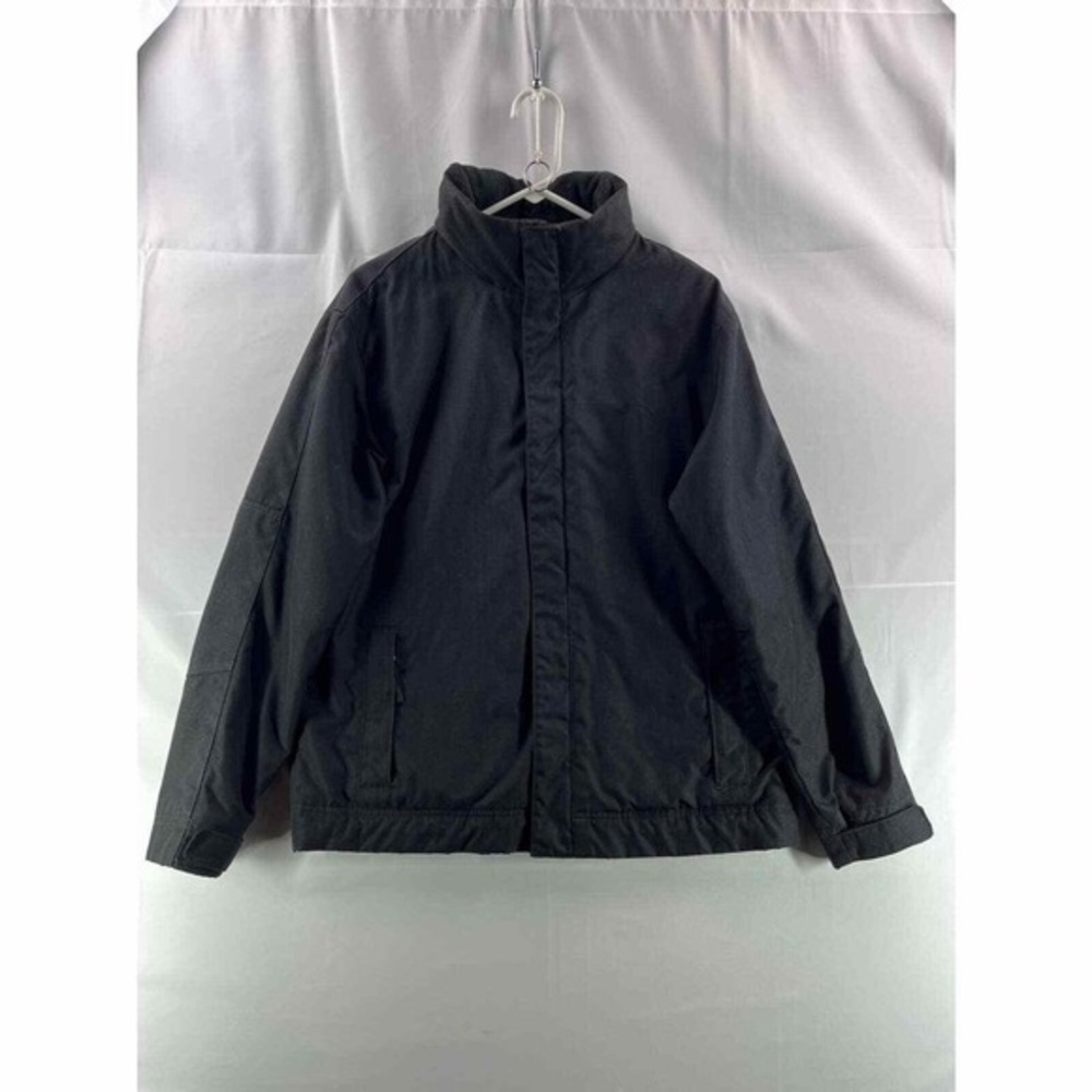Banana Republic Men Dress Raincoat Black Small Zip Pocket Packable Hood Outdoors